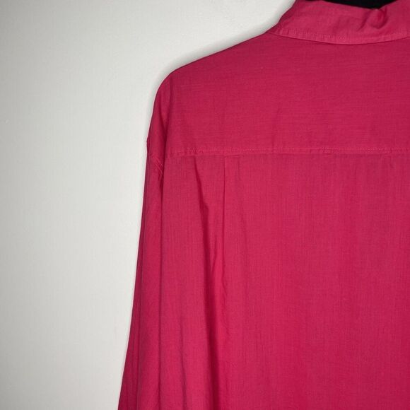 J.CREW Button Up Beach Shirt Women Large Cotton Voile Fuchsia Pink Relaxed BX621 - Picture 8 of 14